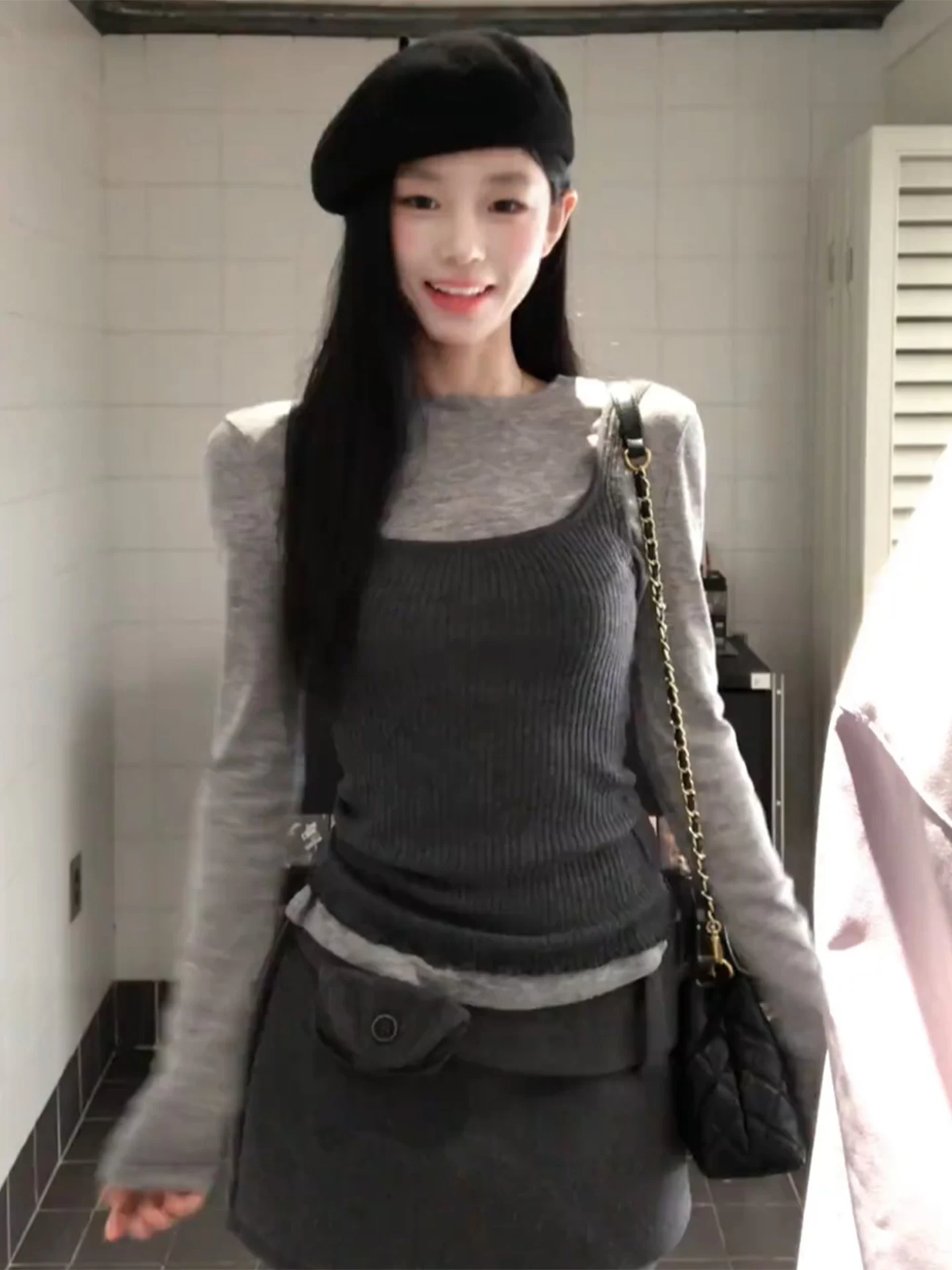 

ay Knitted Long Sve T-irt Set Women's Faion Slimming Top And Bot Autumn Winter Sweet Sle Ci Walk Suitable