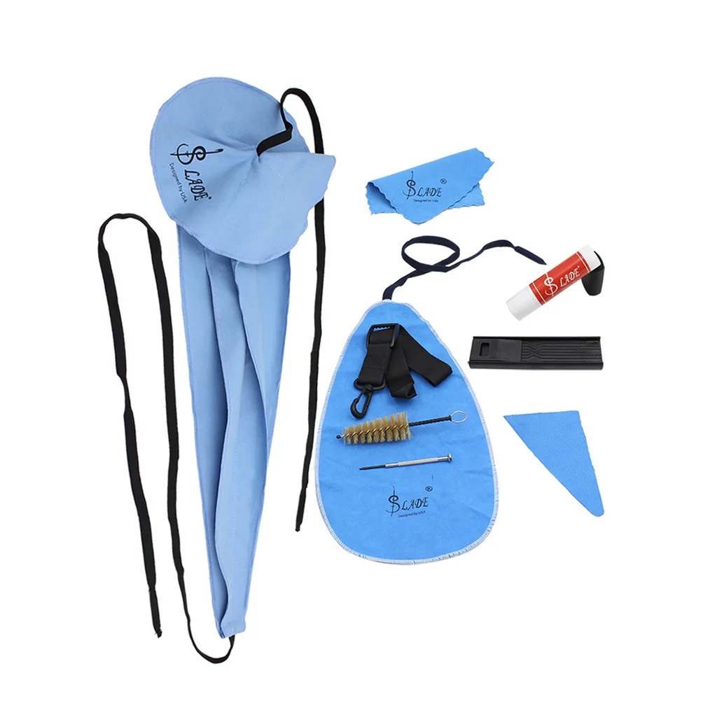 10Pcs Clarinet Cleaning Kit with 4 Cleaning Cloth/Brush/Cork Grease Clarinet Care Kit Thumb Rest Cushion Flute Instruments