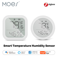 MOES Tuya ZigBee 3.0 Smart Home Temperature And Humidity Sensor With LED Screen Works With Google Assistant and Tuya Zigbee Hub