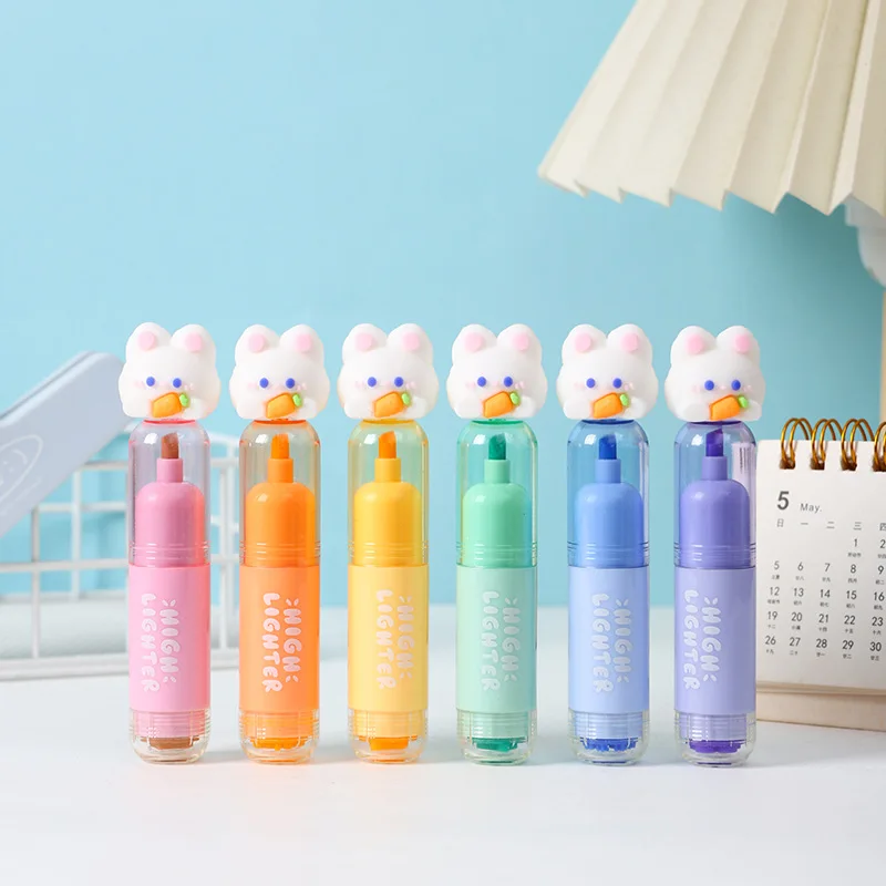 

Набор штампов Bview Art из 6 предметов с кроликом, флуоресцентная ручка-маркер для ведения журнала, креативный канцелярский подарок для детей и студентов