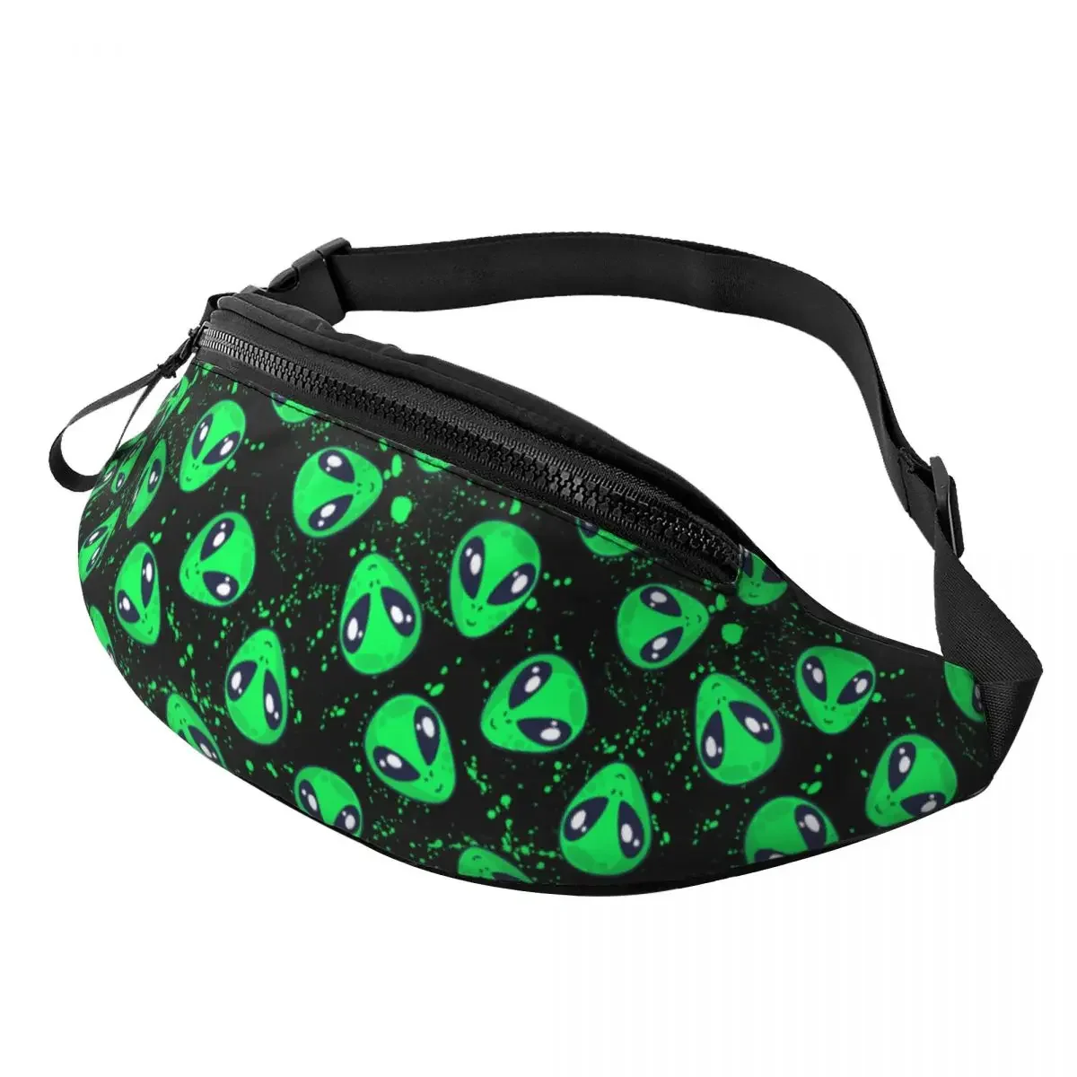 Cool Cute Aliens Head Fanny Pack for Running Men Women Cartoon Crossbody Waist Bag Phone Money Pouch