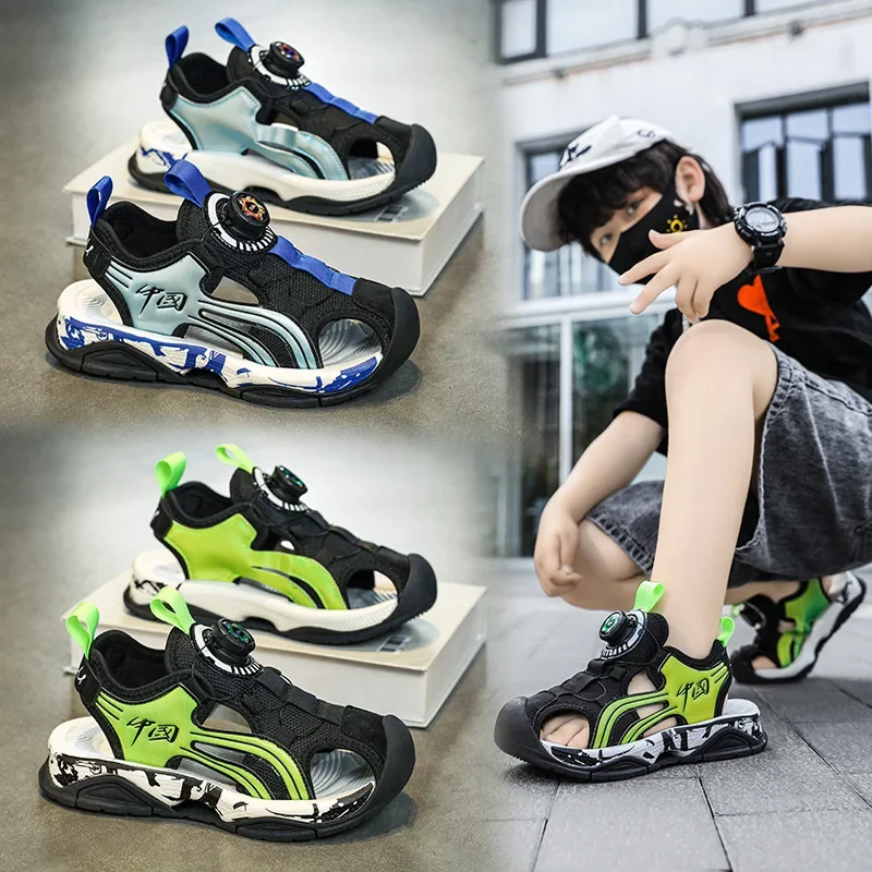 Zomer Nieuwe Casual Mode Draaibare Gesp Kinderen Jongens Mode Sandalen Veelzijdige Sport Comfortabele Slijtvaste Sandalen