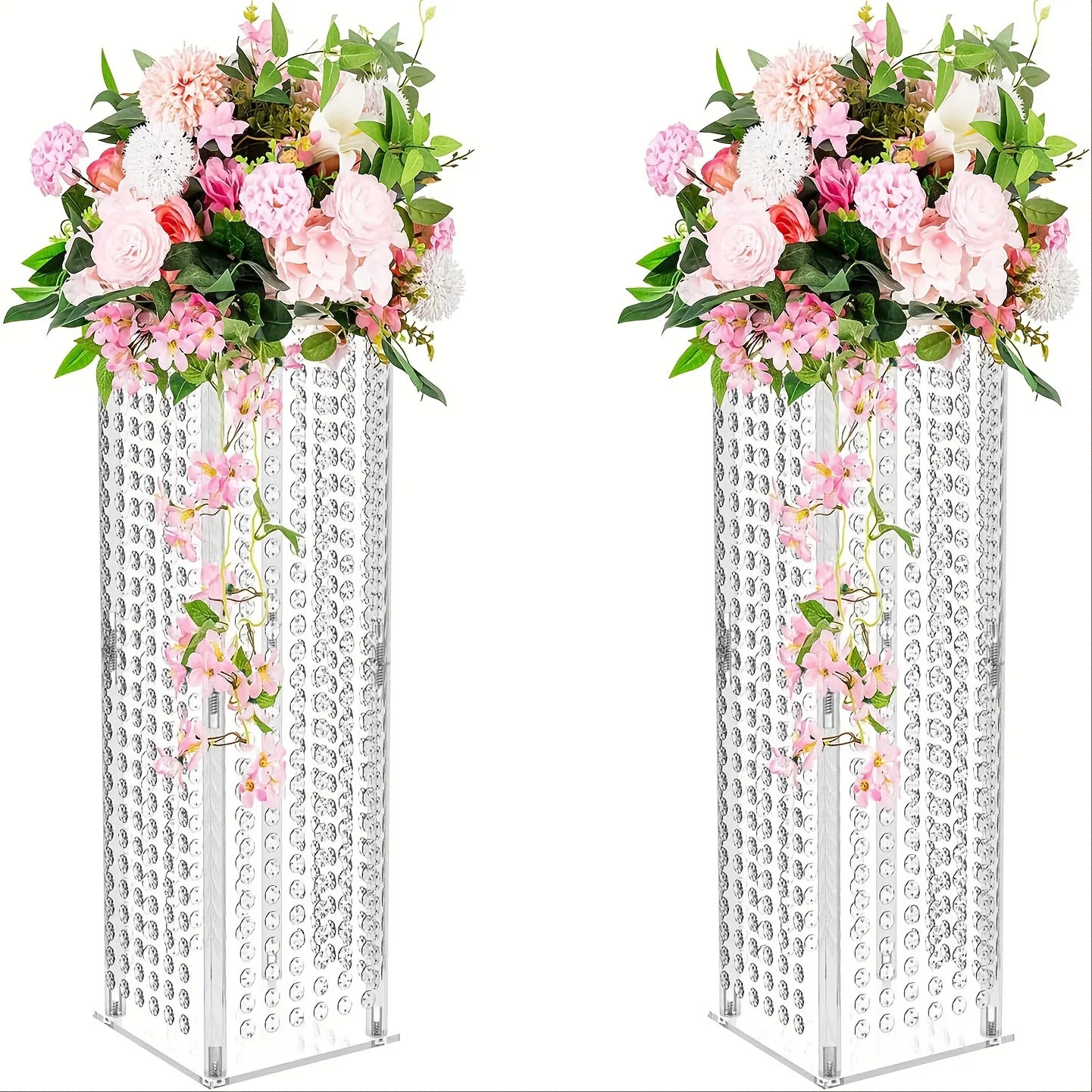 

2/5pcs Clear Flower Stand Centerpieces for Tables Acrylic Vases Stand with Chandelier Crystals Centerpieces