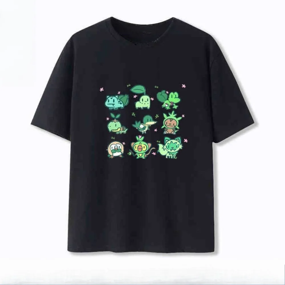 Men's New Pokémon Pocket Game Beginner Pokémon Printed T-Shirt Men's and Women's Summer Loose Casual Trend Short Sleeve Top