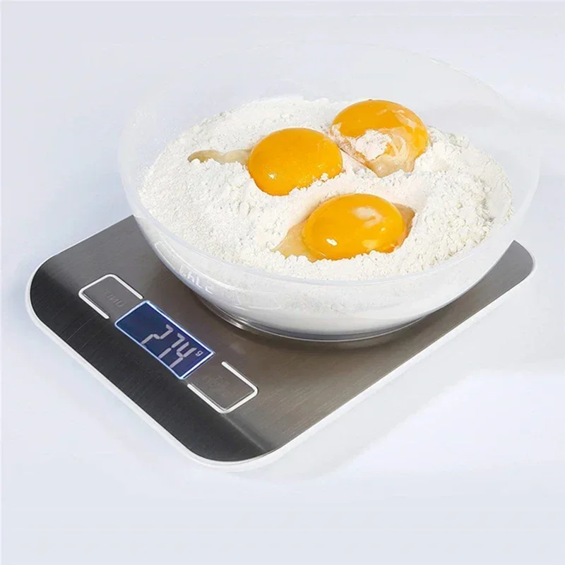 LED Display 5kg/1g Lectronic Scales Stainless Steel Digital Kitchen Scales USB Charge Home Jewelry Food Baking Weighing Tools