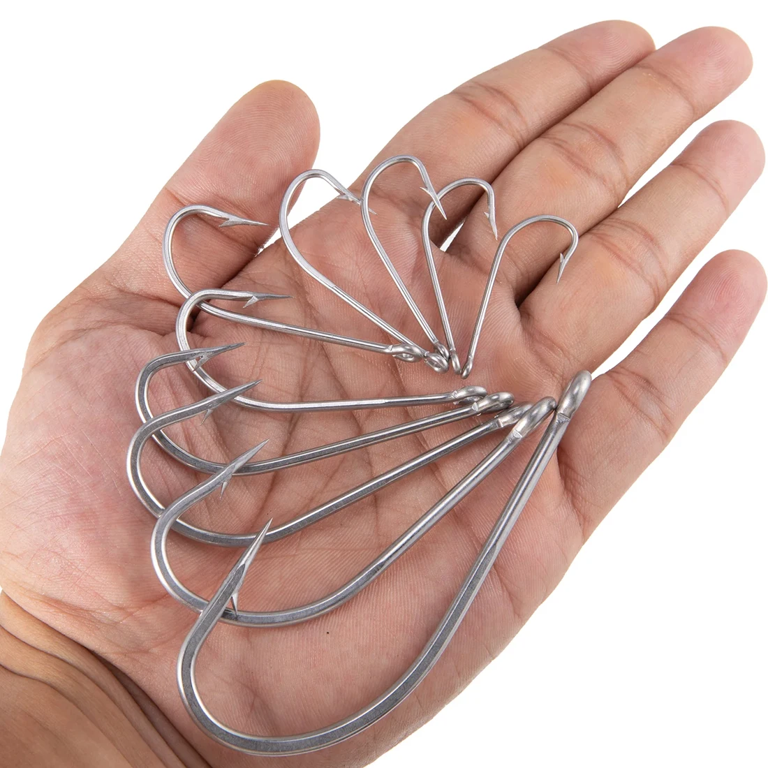 FishTrip 50Pcs Oshaughnessy Fishing Hooks Forged Long Shanked Saltwater Bait Hook for Both Trolling & Stationary Fishing