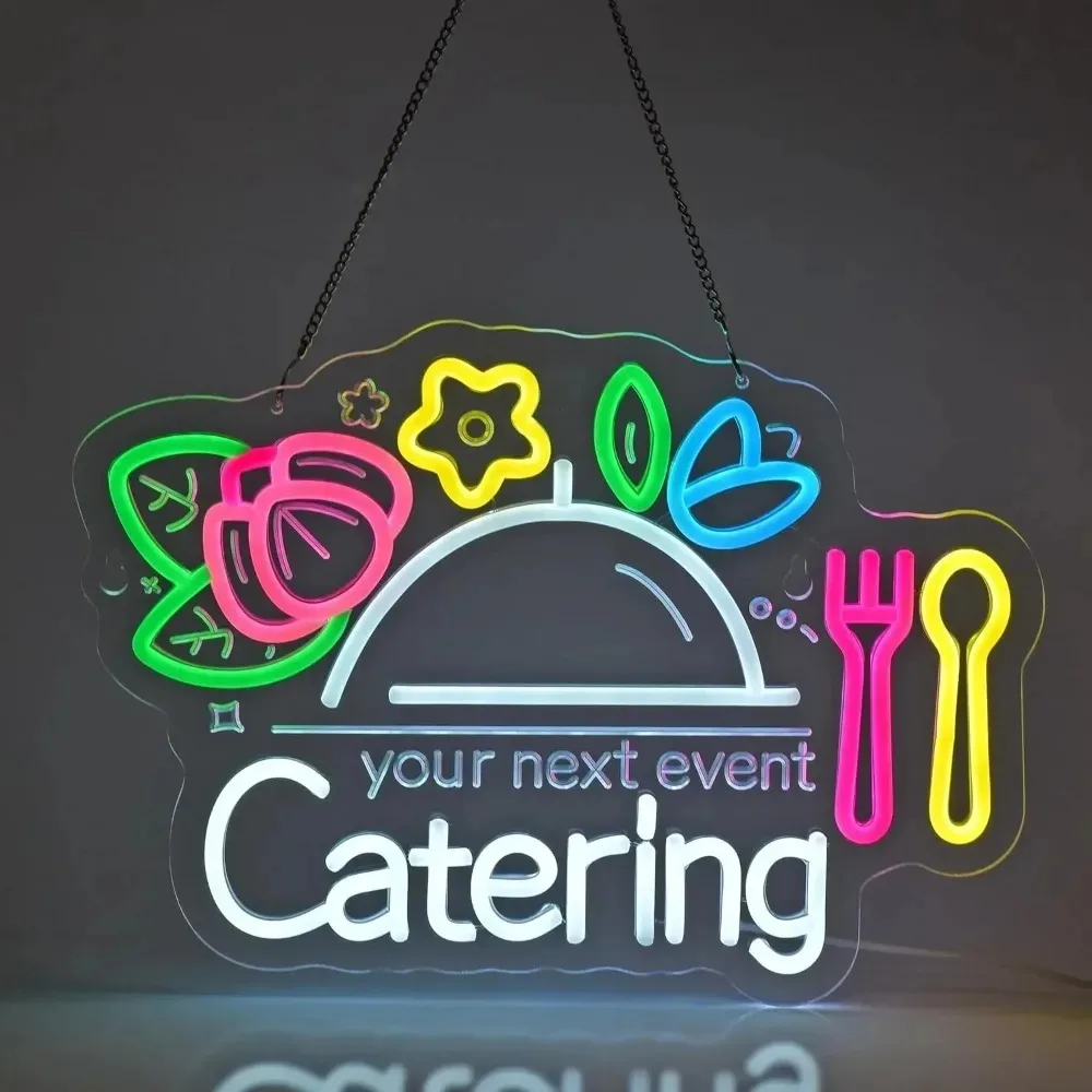 

Catering Neon Sign Food LED Neon Light Snack Bar Fast Food Truck Restaurant Kitchen Party for Wall Decor Dimmable Gift for Kid