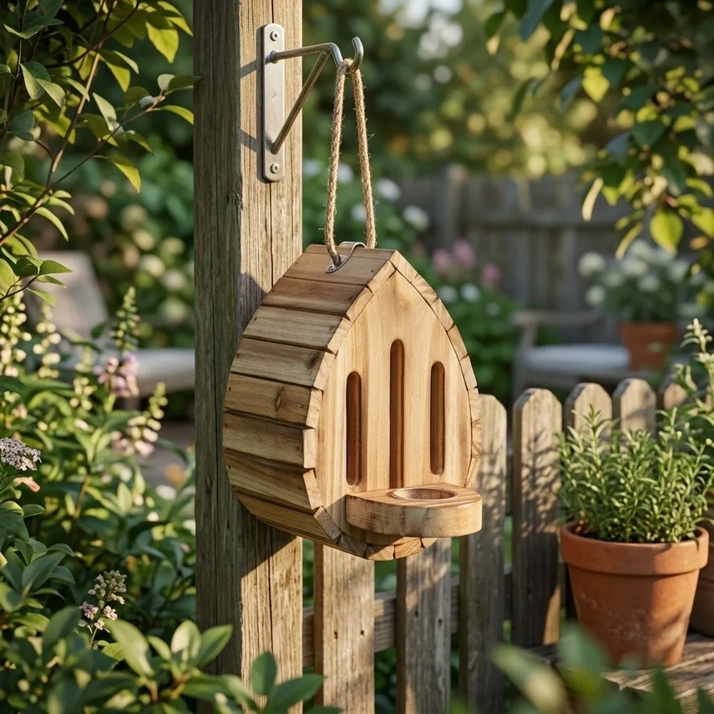 Outdoor Butterfly Habitat 7 X 5 In Wooden Butterfly House Teardrop Shaped Design Material For Garden Decoration