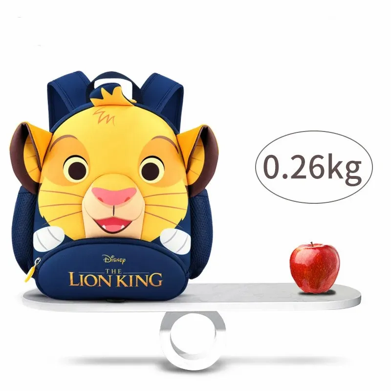 Disney 3D Cartoon The Lion King Simba Boy zaino 3-8 anni zainetto per bambini borsa per l\'asilo con cintura Anti-perdita