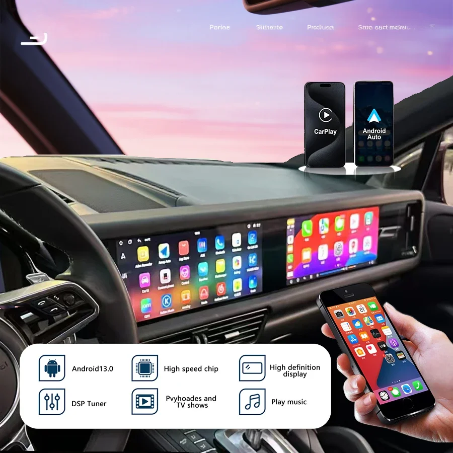 

YLGXVJ Carplay For Porsche Cayenne 2010-2017 Upgraded Interactive 12.3"Dual Screen Car GPS Android 13 Multimedia Video Player 4G