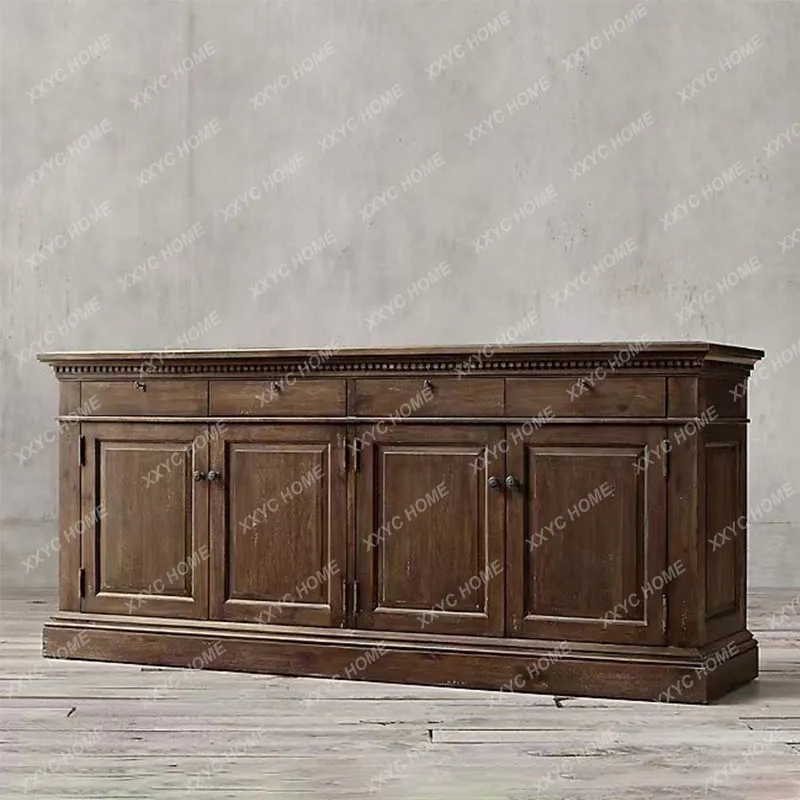 XX solid wood TV cabinet four-door side locker