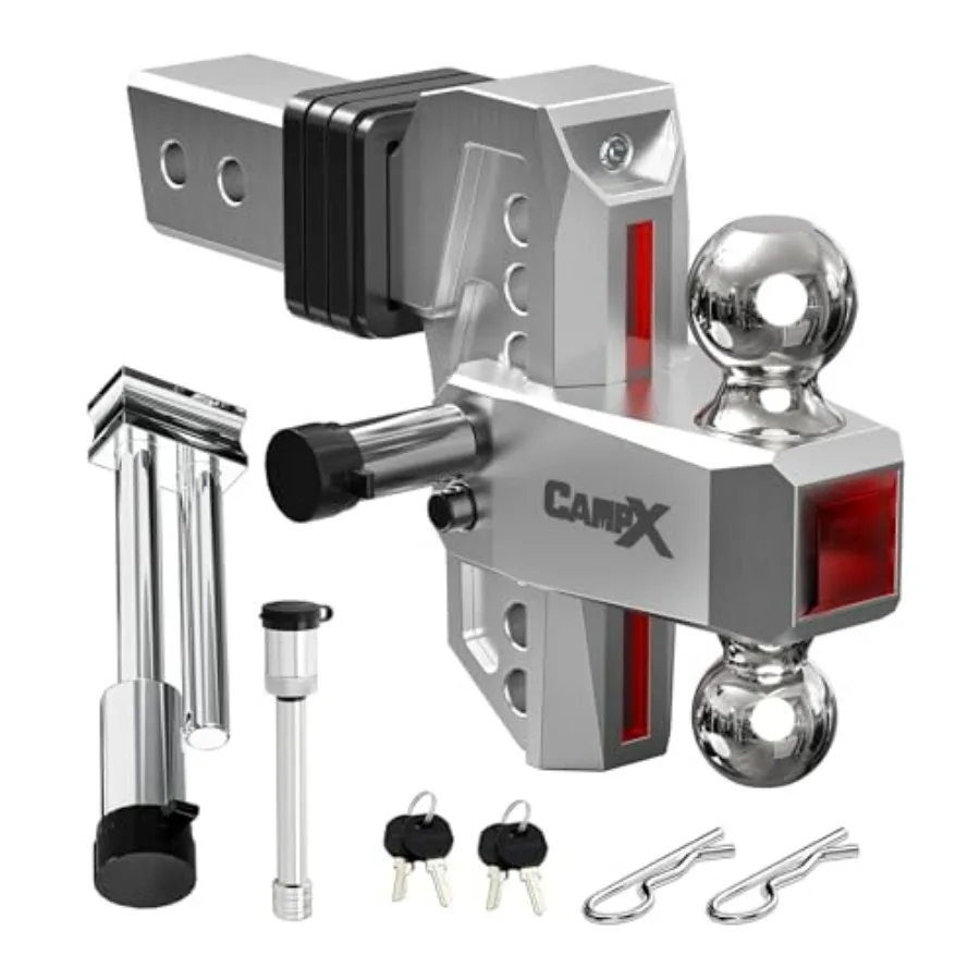 

Регулируемое сцепное устройство для прицепа с фаркопом 2,5 дюйма, с 6-дюймовым вылетом вниз, двойными цельными шаровыми опорами 2 и 2-5/16 дюйма, грузоподъемность 18-500 фунтов, сверхмощное, алюминиевое, для буксировки