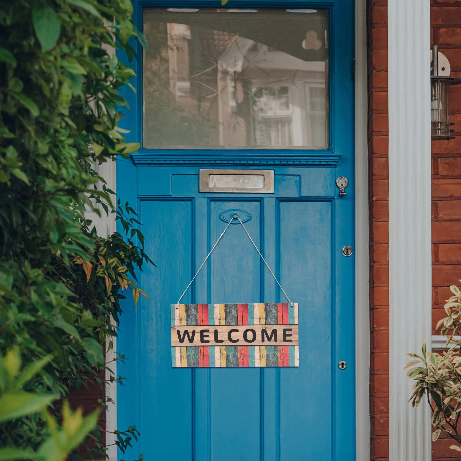 Front Door Welcome Sign Wooden Hanging Decoration Light Weight Sturdy Natural Wood Outdoor Porch Entry Door Pendant Decor