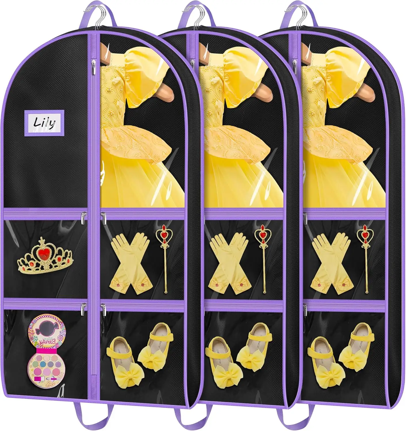 

Сумка для танцевальной одежды с 4 карманами, размер 40 дюймов, для костюмов и униформы, набор из 3 штук для путешествий и хранения