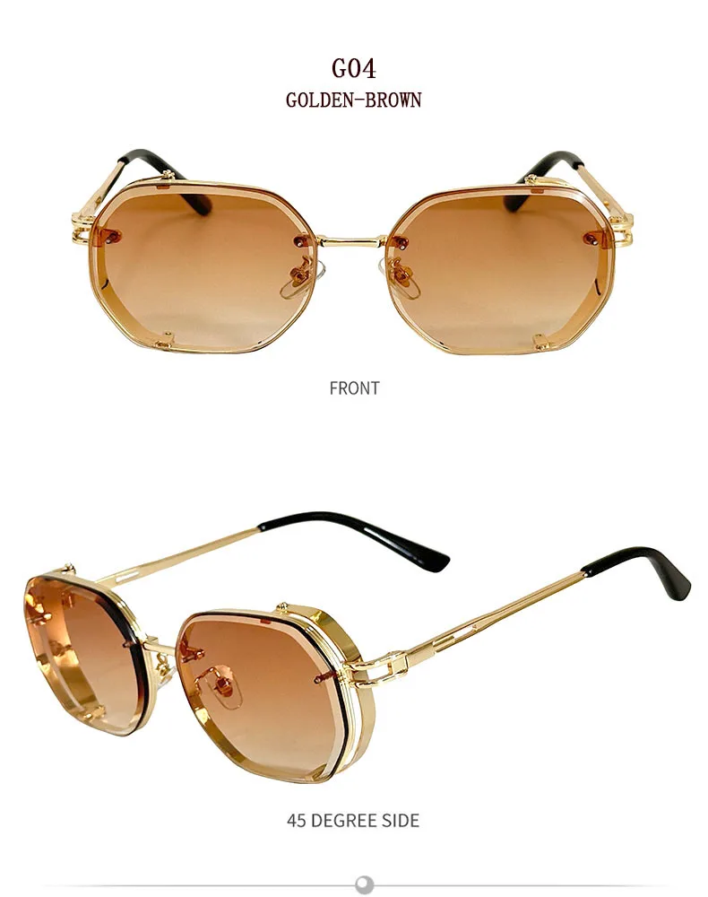 2024 Steampunk Sonnenbrille Für Männer Modische Platz Punk Mode Gläser Designer Sonnenbrille Frauen Trendy Gafas De Sol Hombre – Detail 16