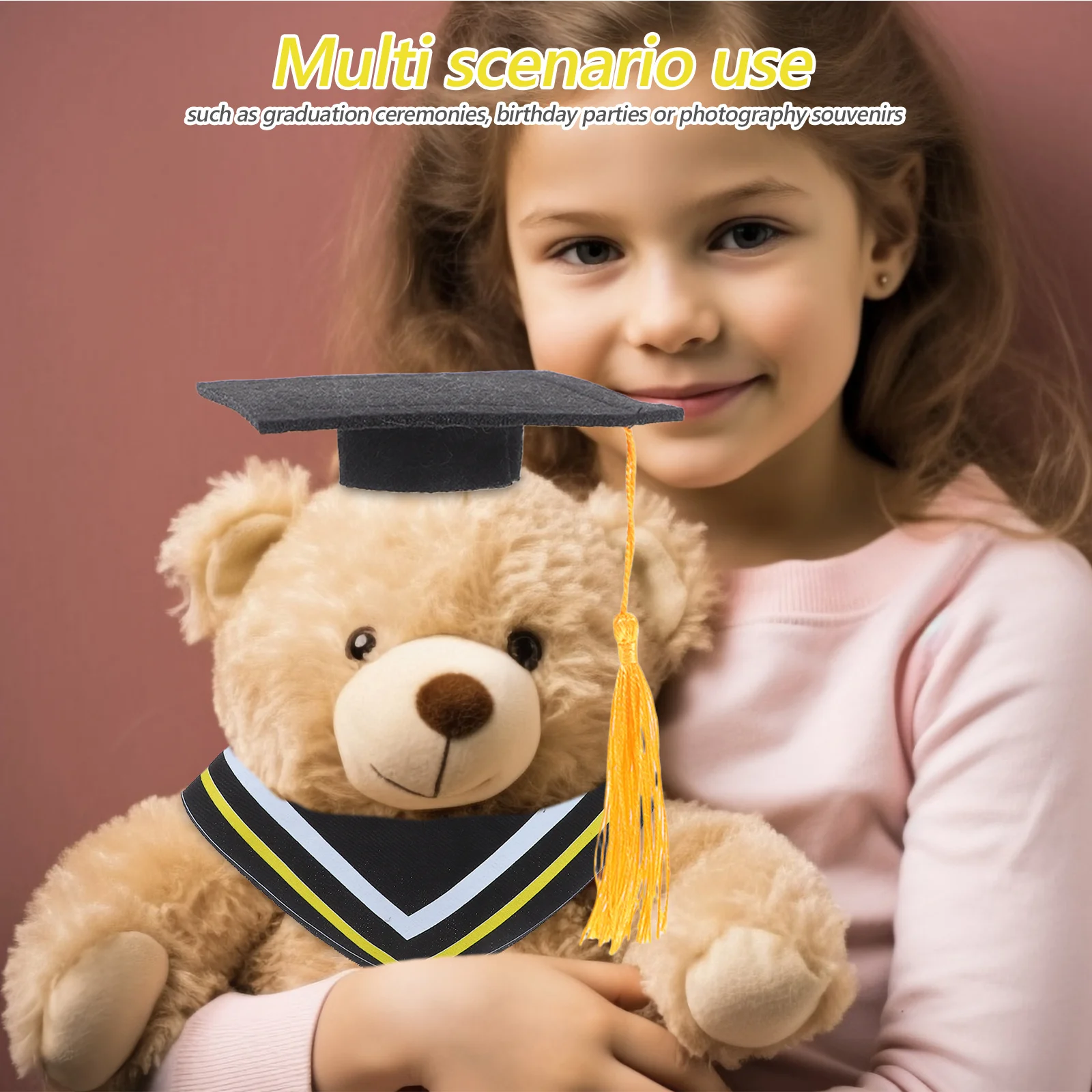 

2Sets Stuffed Animal Graduation Ensemble for 30Cm Bears Scholarly Gown Hat Detail Crafted Dress Up Set Ideal for Grad Season