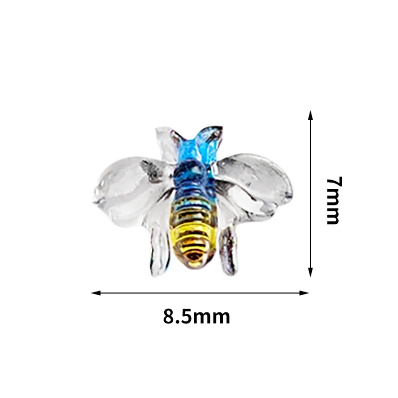 Abeja tallada en 3D para decoración de uñas, 10 piezas, adorno de resina para uñas, accesorios de decoración