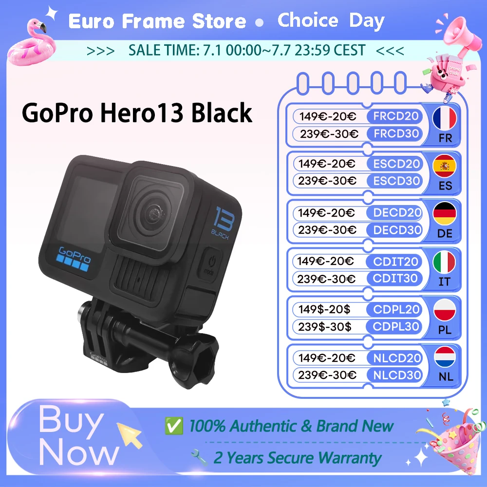 Cámara deportiva GoPro Hero13 Black, resistente al agua y a las vibraciones, para ciclismo, video 5.3K, cámara con transmisión directa, Go Pro Hero 13