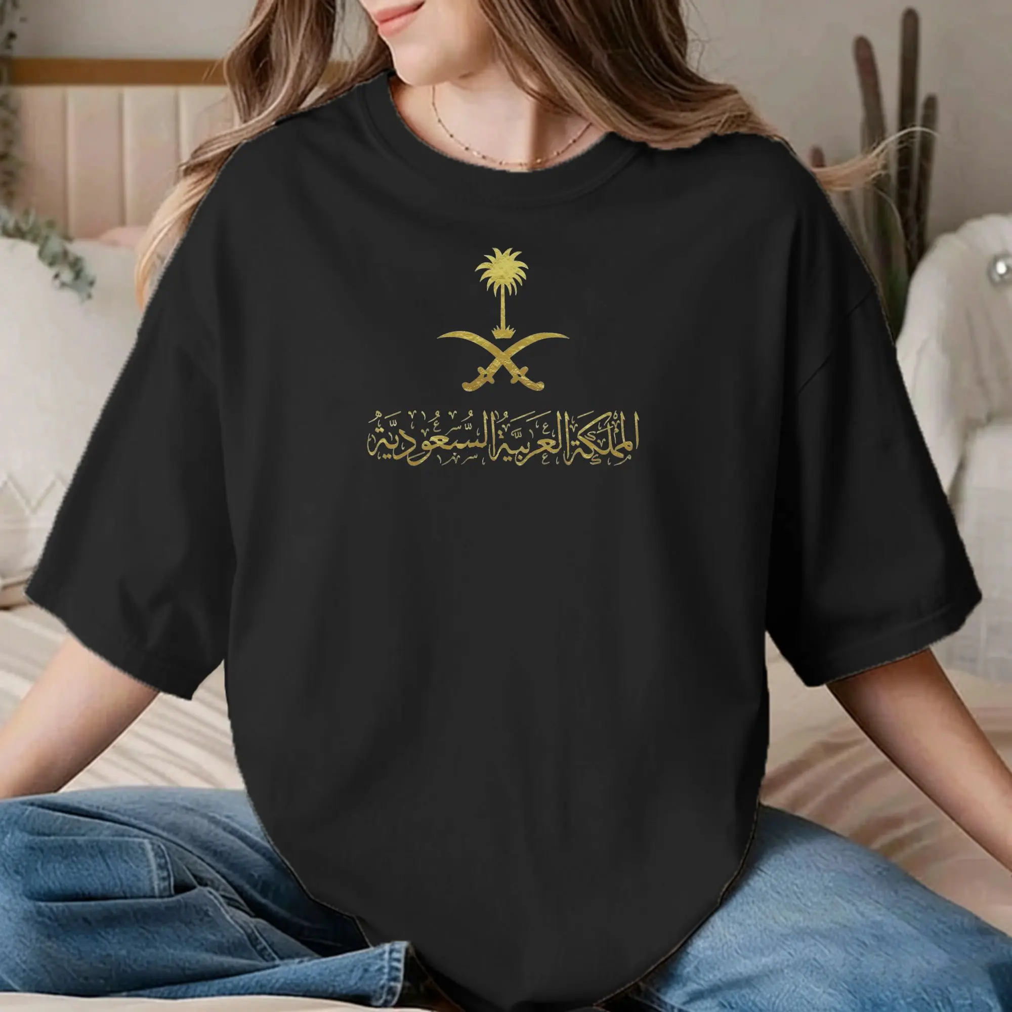 Kingdom of Saudi Arabia Emblem Men Women T Shirts  Vintage Tee Shirt Short Sleeve O Neck T-Shirt 100% Cotton Plus Size Tops