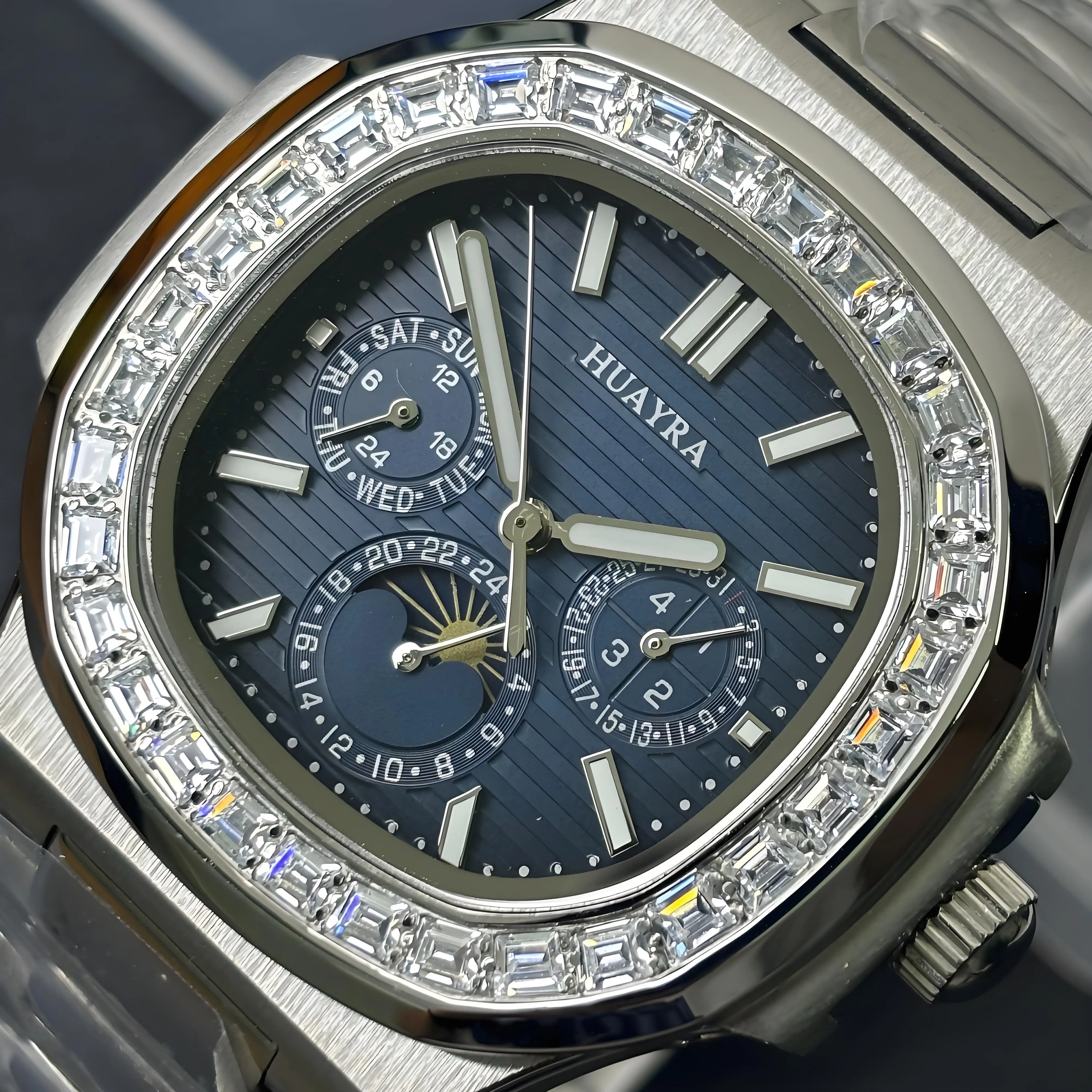 

40MM Man's Fully Automatic Crystal bezel Mechanical Watch Business Style With Nh35 Movement Waterproof Fashion Women Watches