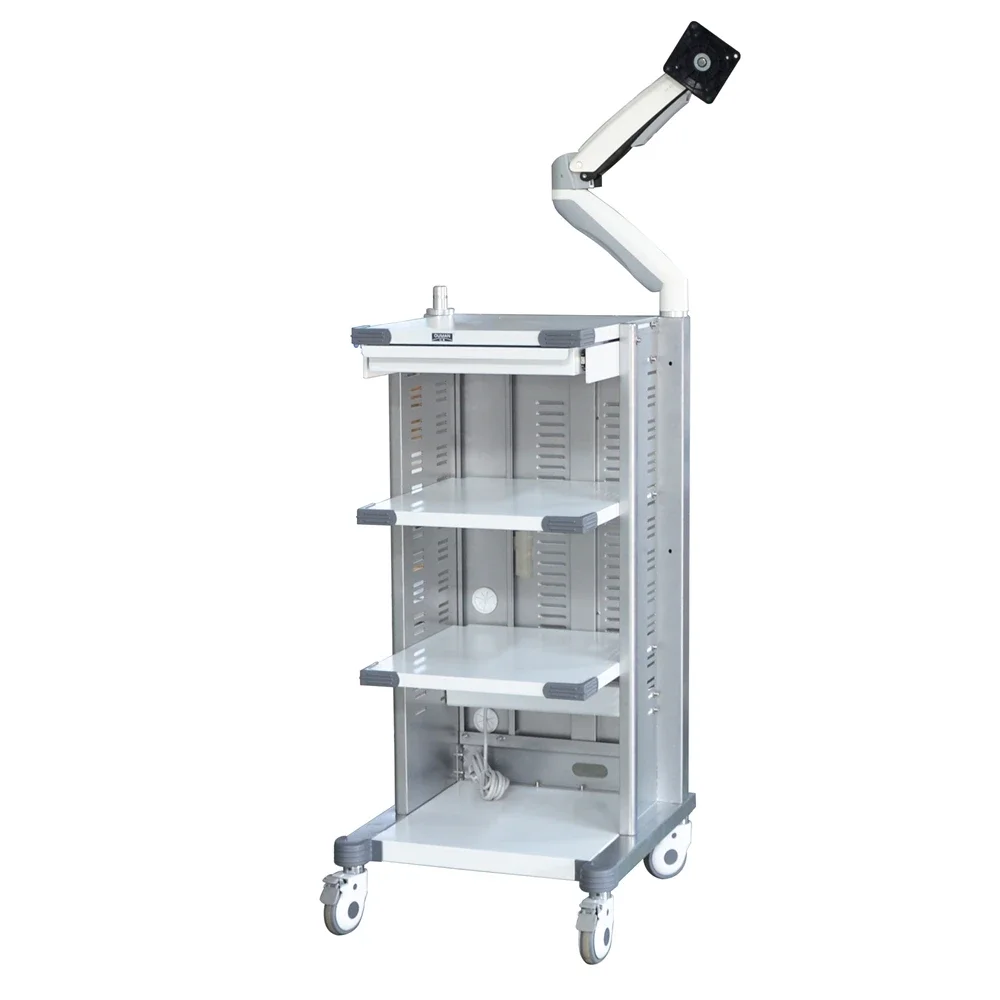 Medical endoscope cart endoscopy trolley cart with brake casters