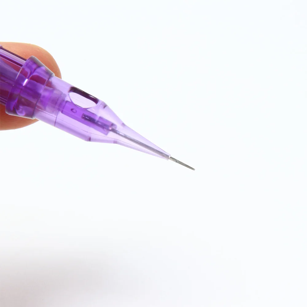 Cartucho de agulhas descartáveis para tatuagem, agulhas de segurança com membrana para micropigmentação, maquiagem permanente de sobrancelha com 10 peças