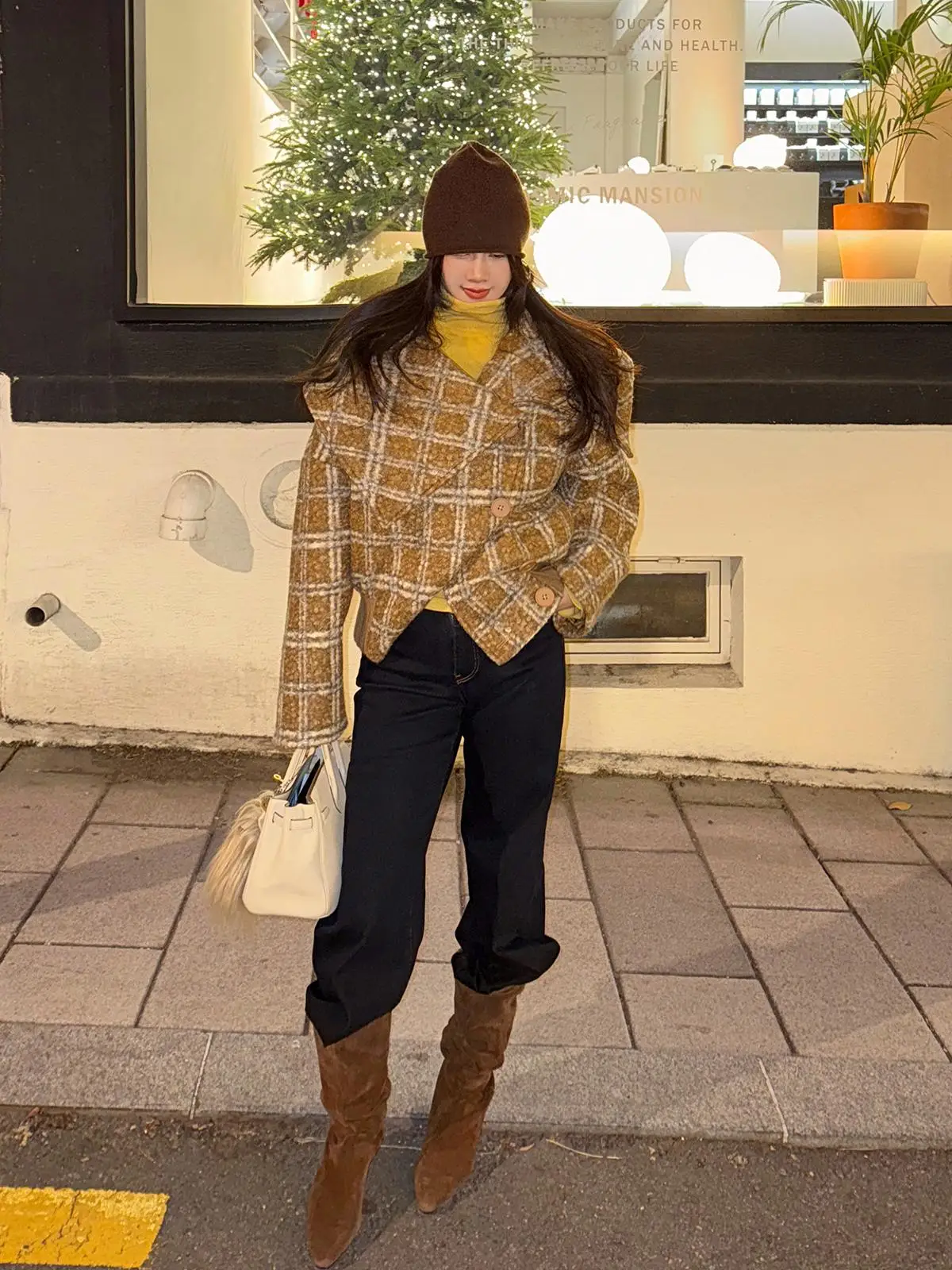 

Модное длинное пальто каштанового цвета для женщин, новинка IUIU AJing Home, ретро-стиль, шерстяное, свободного кроя, длинное...