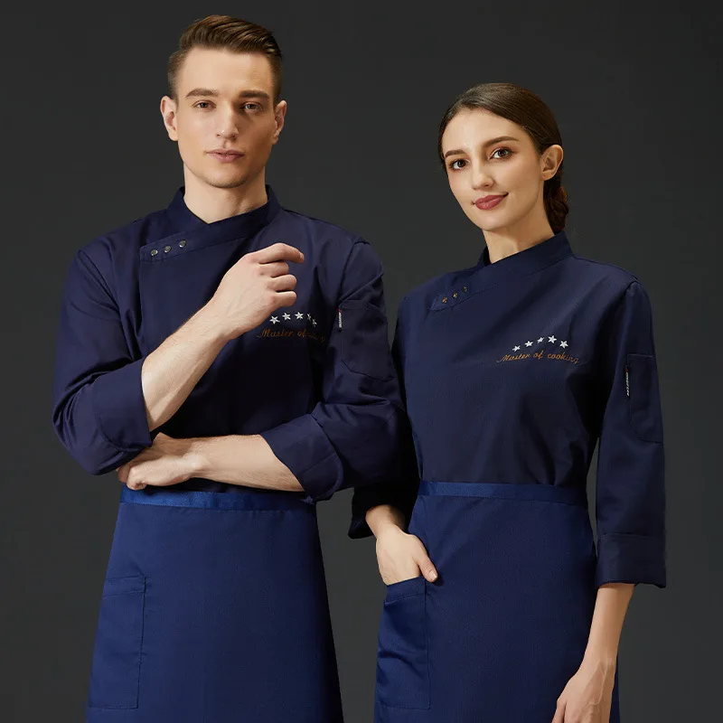 New Chef Uniform Long Sleeve Autumn and Winter Clothes Western Food Kitchen Hotel Restaurant Chef Overalls Men