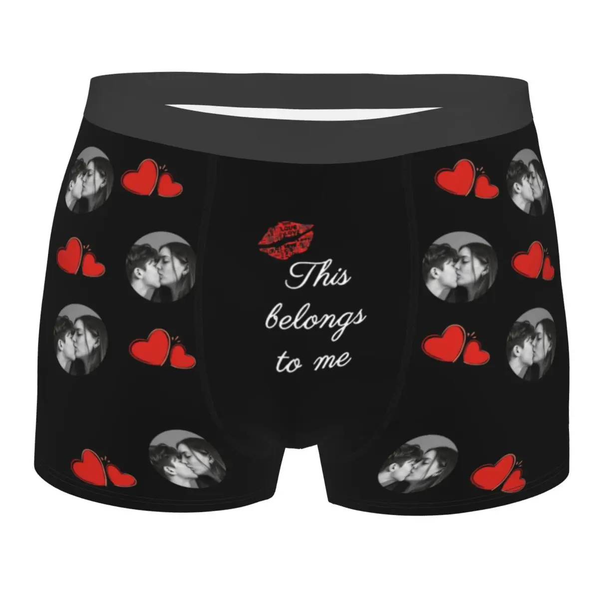 

Custom Personalized DIY Your Picture Man Underwear This Belongs to Me Boxer Shorts Panties Sexy Underpants for Homme Plus Size