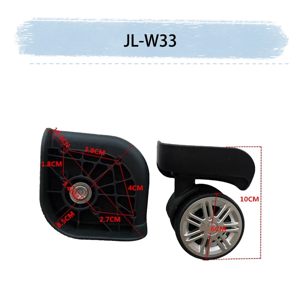 JL-W33 Universal Wheel Black Replacement Suitcase Silent Smooth Convenient Shock Absorbing Durable Rotating Accessories Wheels