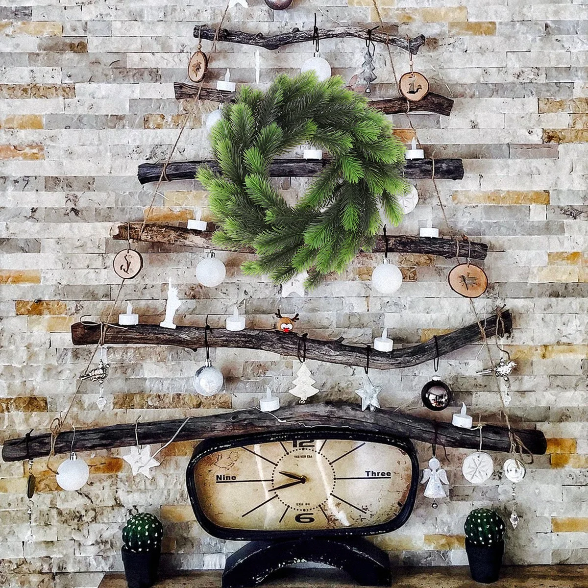 

Christmas Wreath Plastic Grass Pine Garland Decoration Home Shop Hotel Restaurant Holiday Decor Christmas Wreath Decor