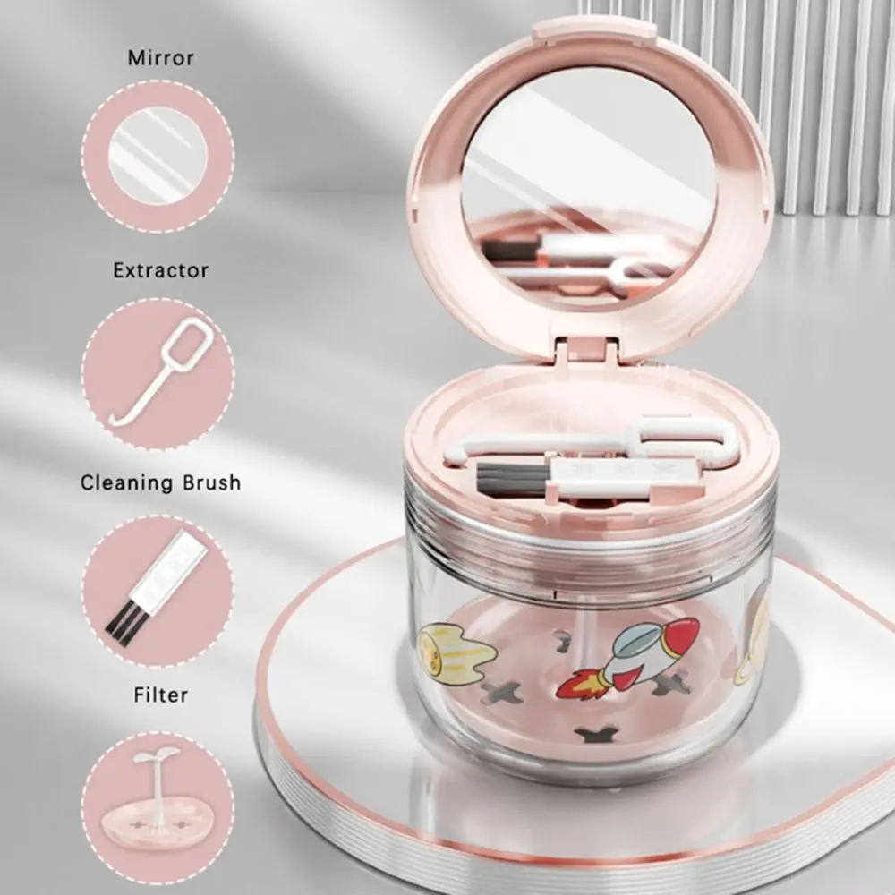 Portable Oral Orthodontic Retainer Case Plastic Cute Cartoon Denture Bath Box with Mirror Mouthguard Container Sealed