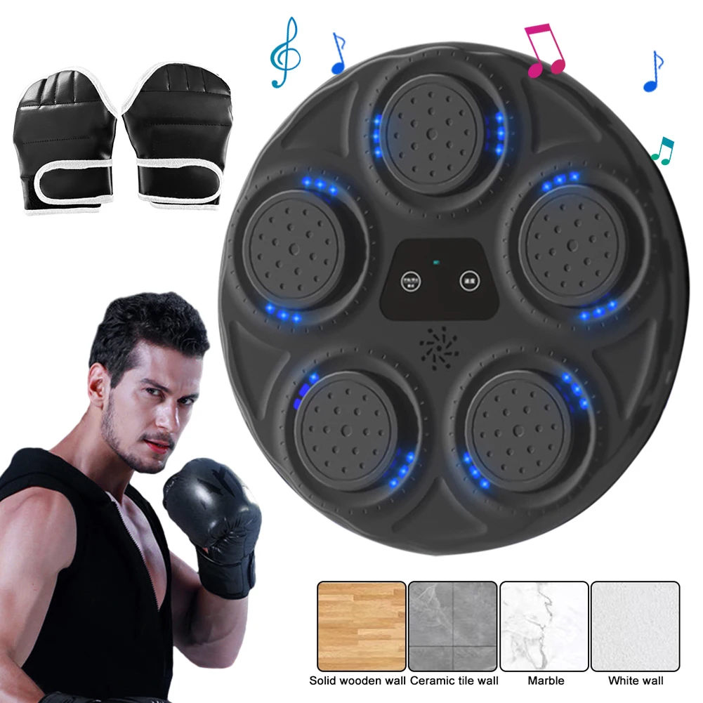 Music Bluetooth Boxing Machine Wall-Mounted Music Boxing With Gloves And Light Home Workout Punching Bag For Kids Adults Fitness