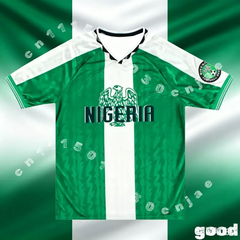 Men's Retro Nigeria Style Soccer Jersey Quick Dry Breathable V-Neck Short Sleeve Football Training T-shirt Family Kids Tees 2026