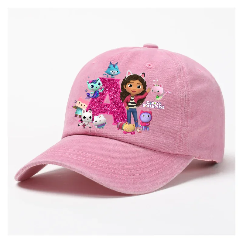 Topi Bisbol A-Z Huruf Rumah Boneka Gabby Topi Kasual Sejuk Anime Dewasa Hadiah Tutup Kepala Pria Wanita SunBonnet Dapat Disesuaikan Musim Panas