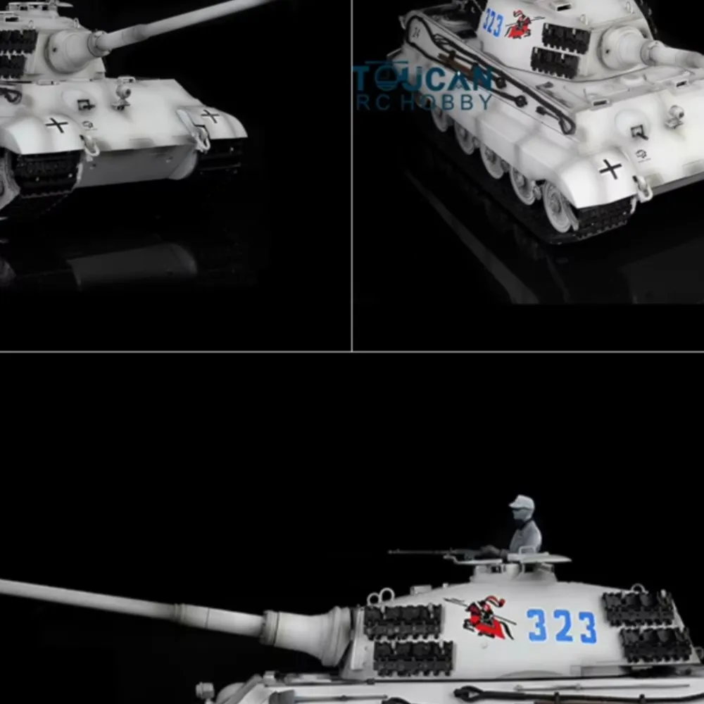 2.4g henglong 1/16 7.0 neve rei tigre rc tanque 360 3888a barril recoil caixa de velocidades efeito fumaça blindado brinquedo adulto TH17549-SMT7