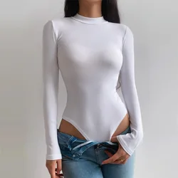 Women's Turtle Neck Bodysuit, Long Sleeve, In Rib