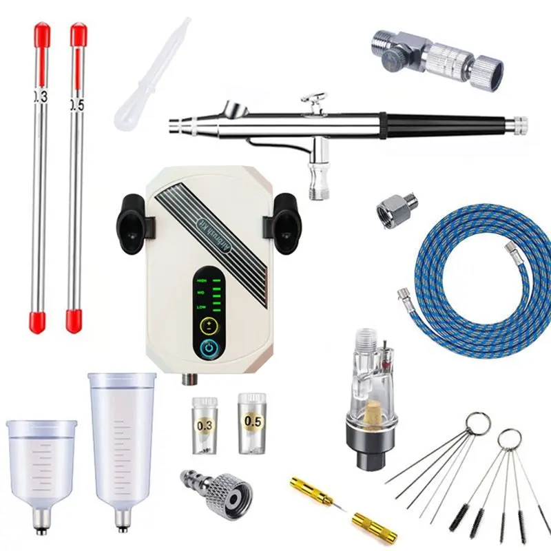 ABUH-US Plug XLS-G00A Model Airbrush Air Pump Mini Airbrush Set Spray Painting Coloring Inkjet Printer White Air Pump Set + 131