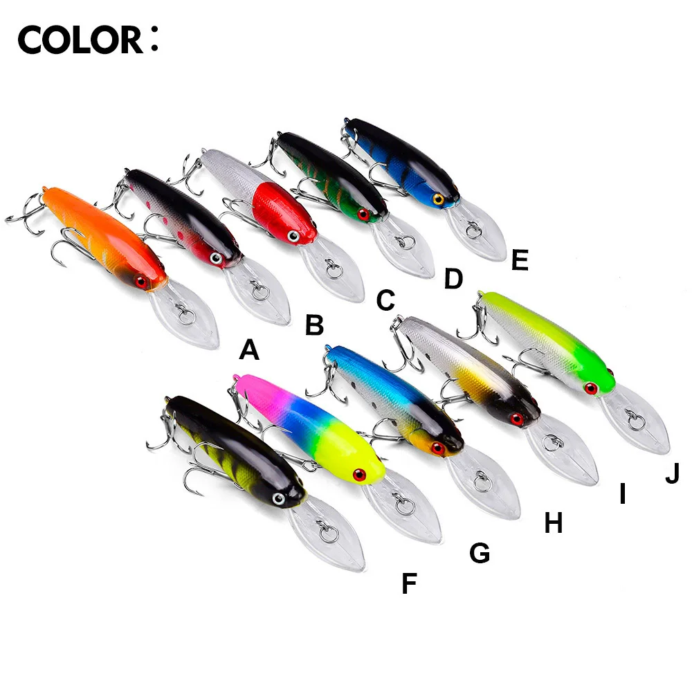 

PROBEROS 1pcs Fishing Lure 9cm 8.3g Hard ABS Plastic Minnow Lure 10 Color Crankbait Fishing Bait 6# Treble hook dw1151