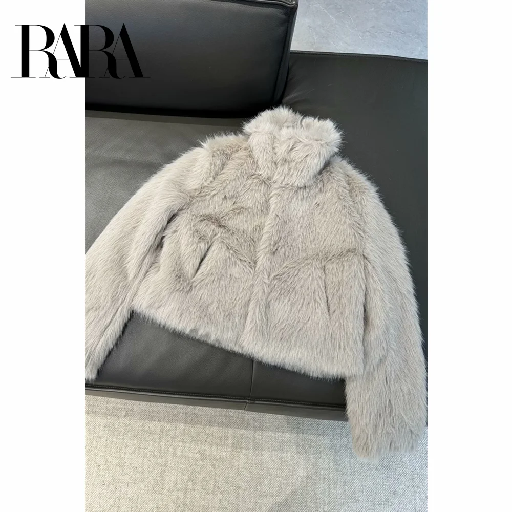 2024 RARA winter new women's clothing high-end artificial fur effect long-sleeved stand-up collar short fur coat temperament