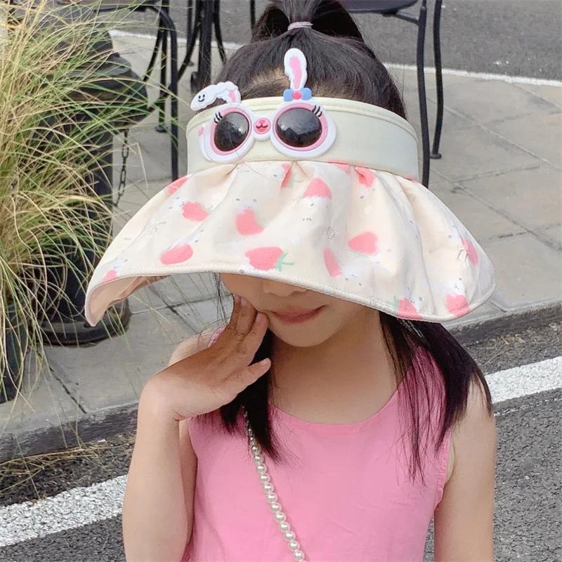 Children's Summer Sun Hat with UV Blocking, Girls' Face-Covering Empty-Topped Hat, Boys' Wide Brim Sun Hat and Sun Shading Cap