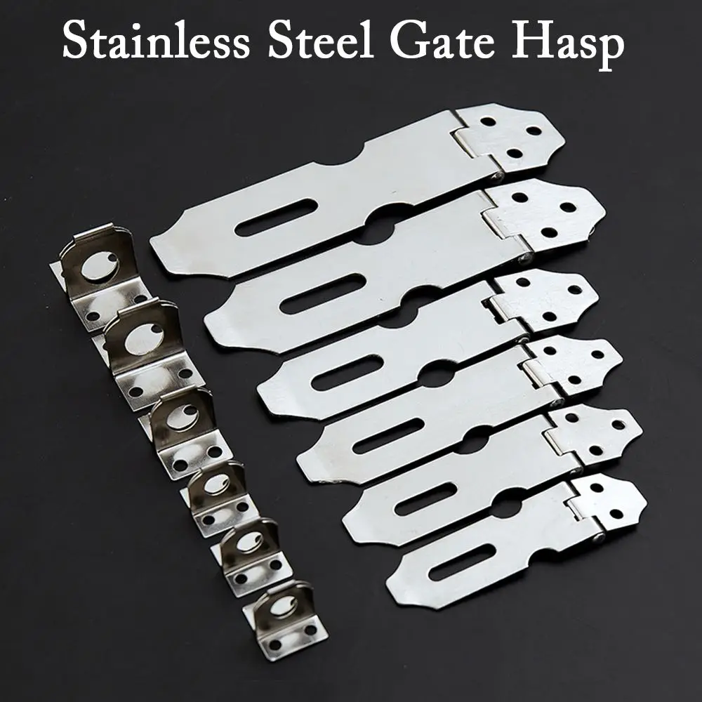 Stainless Steel Gate Door Lock Padlock Solid Clasp Anti Theft Hasp Staple Shed Latch Household Burglar-proof Hardware