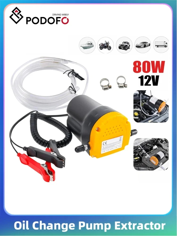 Podofo Olieverversingspomp Extractor 12V 80W Extractor Transfer Motor Zuigpomp Diesel Vloeistof Olie Snelle Extractie Transferpomp - afbeelding 2