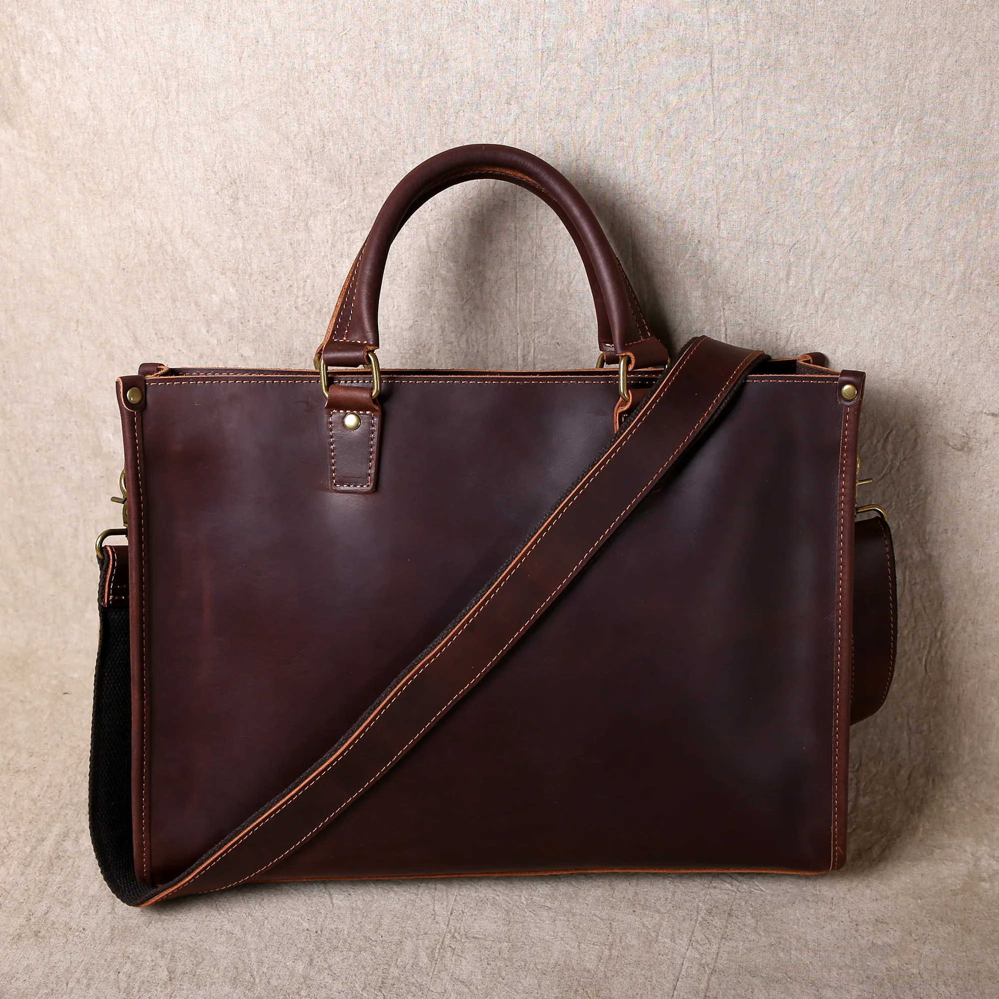 Original Ultra-Simple High Quality Men's Leather Document Baotou Layer Cowhide Computer Bag Business Trip Office Handbag