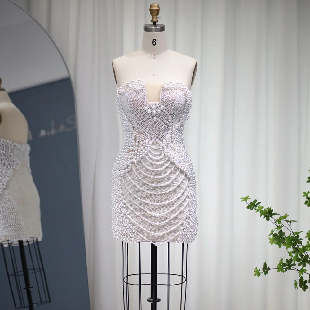 

Sharon Said Write Short Mermaid Prom Dress 2025 Sexy Mini Dress with Pearls Evening Party Gowns RM029 Customized