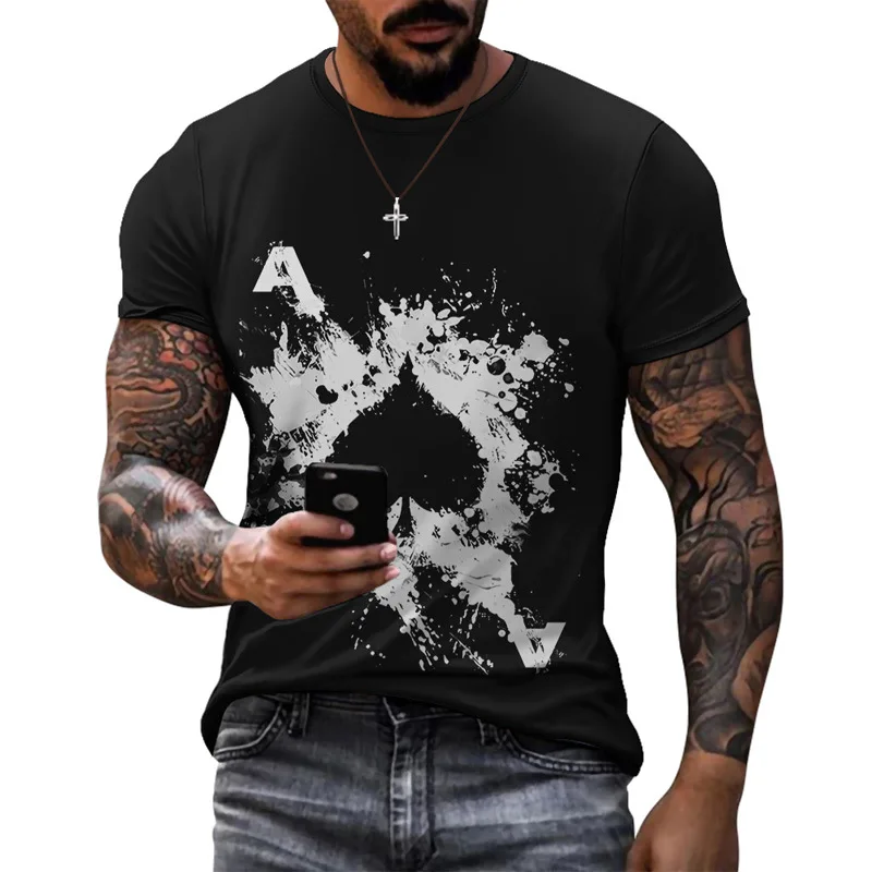 Fashion New Poker original men\'s shirts Summer Casual Trend Personality streetwear 3D Printed Round Neck Short Sleeve Tees Tops