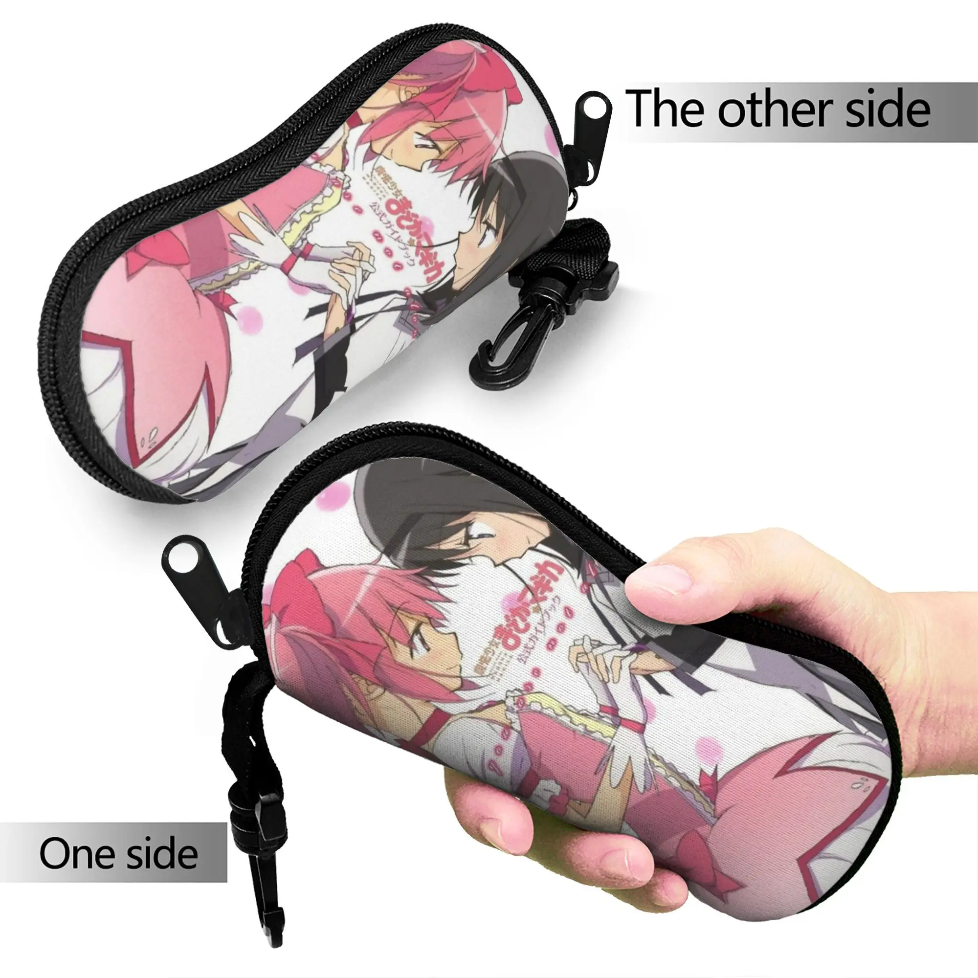 Puella Magi Madoka Magica Movie Glasses Case Men Women Anti-Fall Zipper  Eyewear Storage Box Sunglasses Box