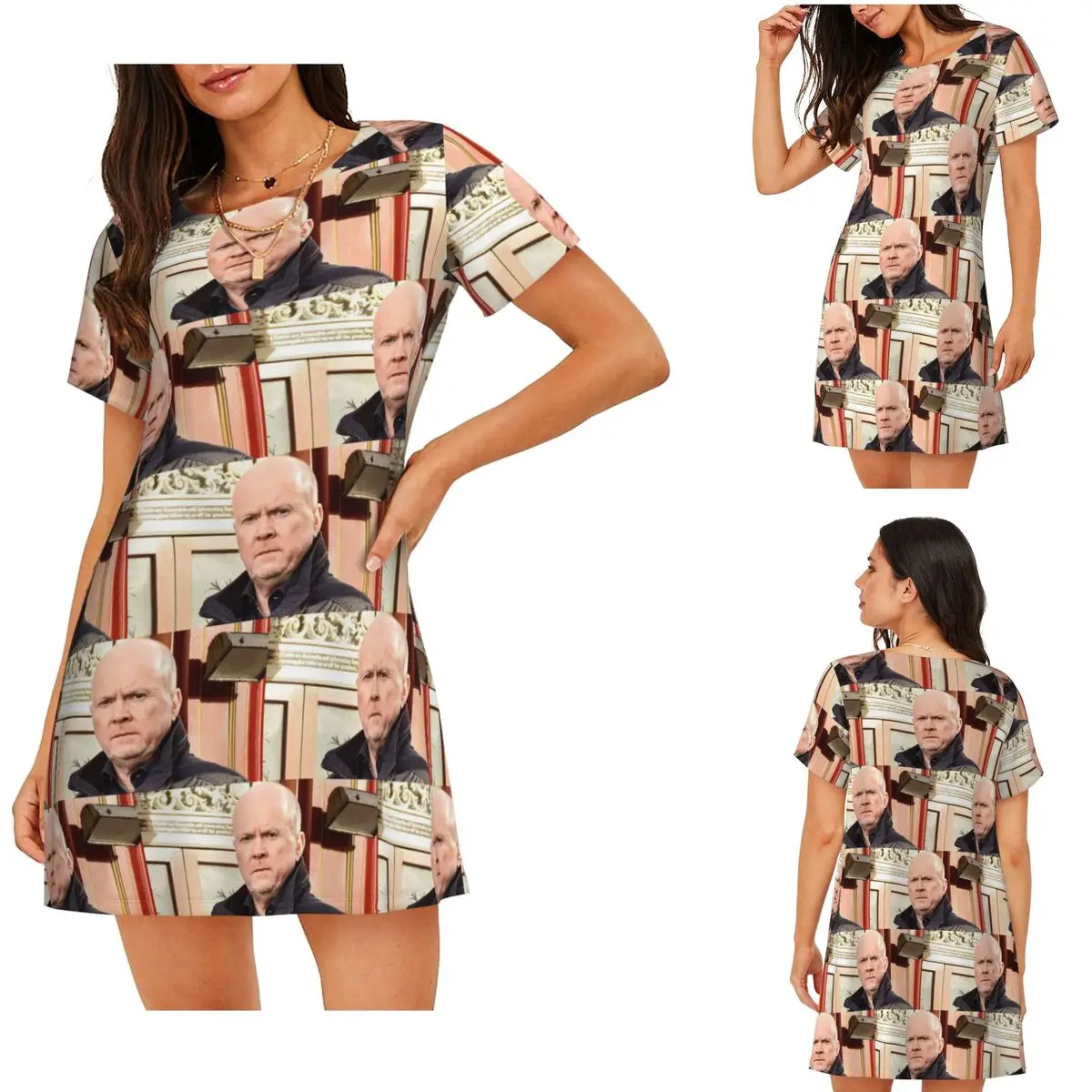 Phil Mitchell Eastenders And Steve McFadden Short Sleeves Nightdress For Sleepshirts Women Short Sleeve Nightgowns Pajama Dress