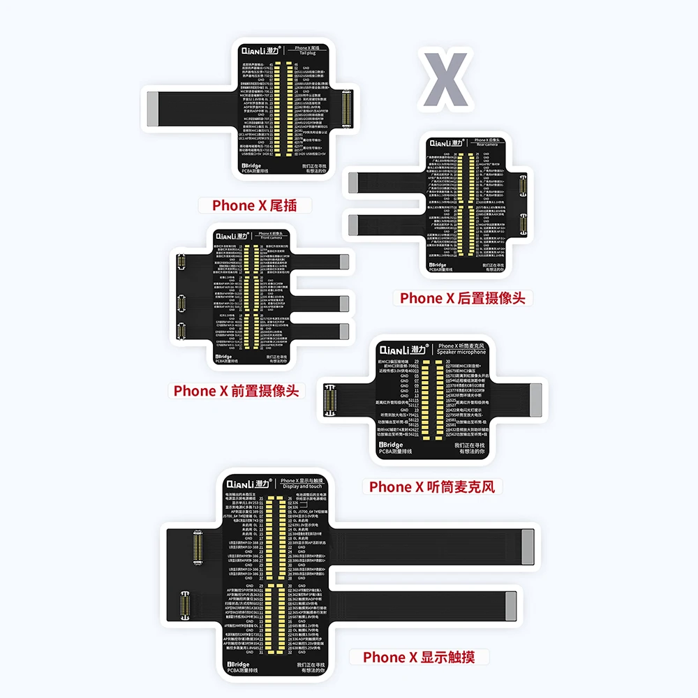 QIANLI iBridge X mainboard Cavo di rilevamento PER LA PARTE ANTERIORE POSTERIORE DELLA MACCHINA FOTOGRAFICA spina Coda di visualizzazione di tocco del telefono Mobile strumento di servizio