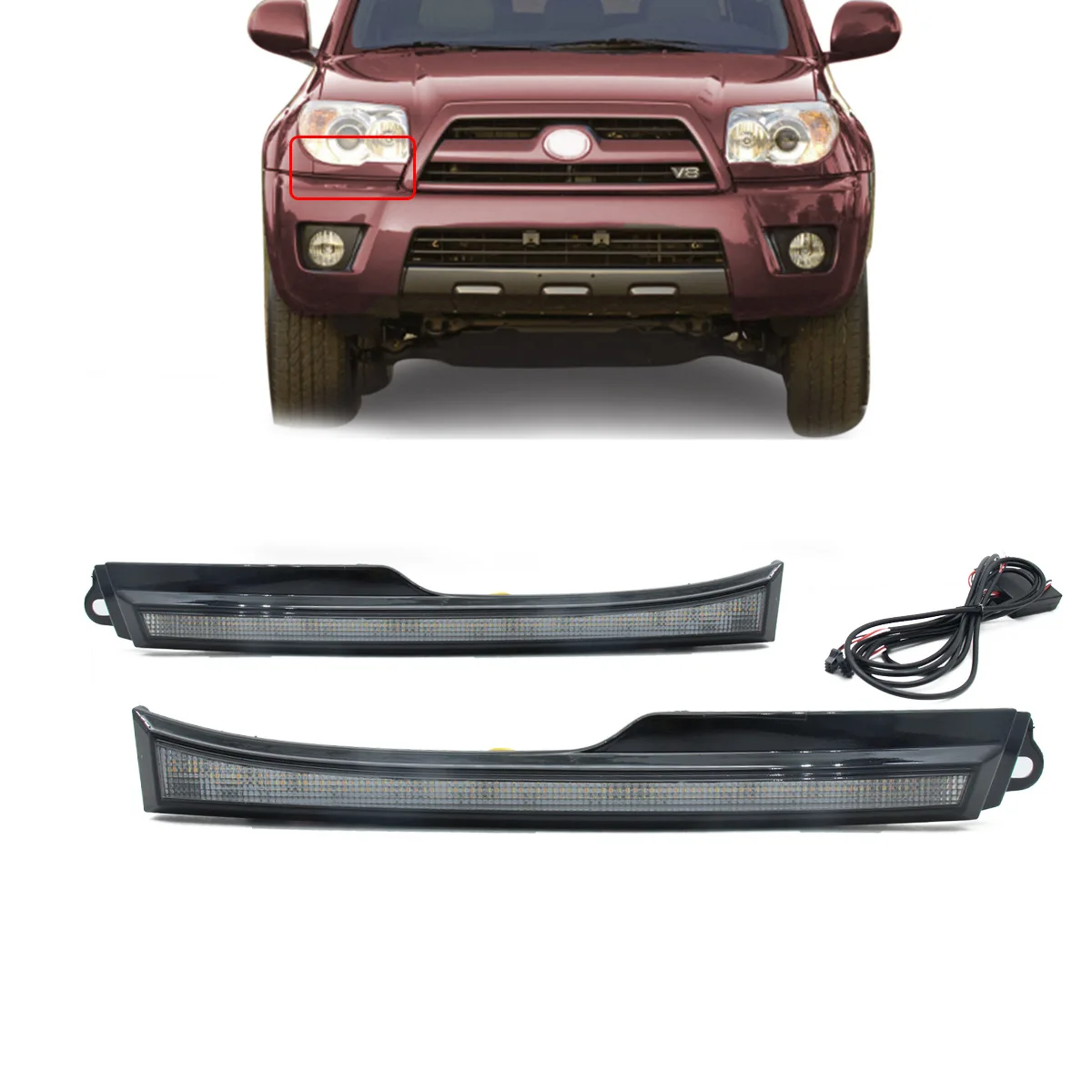 For Superb 4RUNNER 06-09 LED daytime running lights, dual color daytime running lights, modified headlight lower trim panel